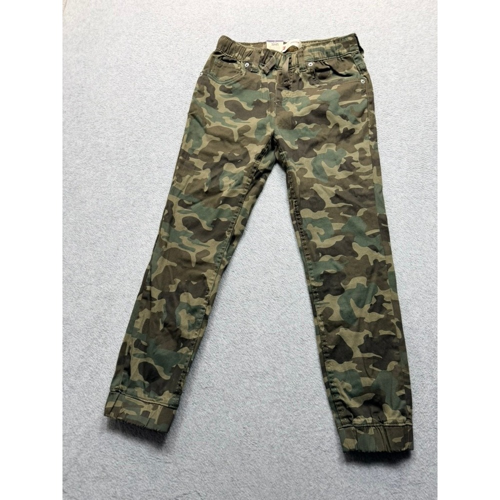 Levis Boys Camo Jogger Pants Green Camouflage Elastic Waist Size 10